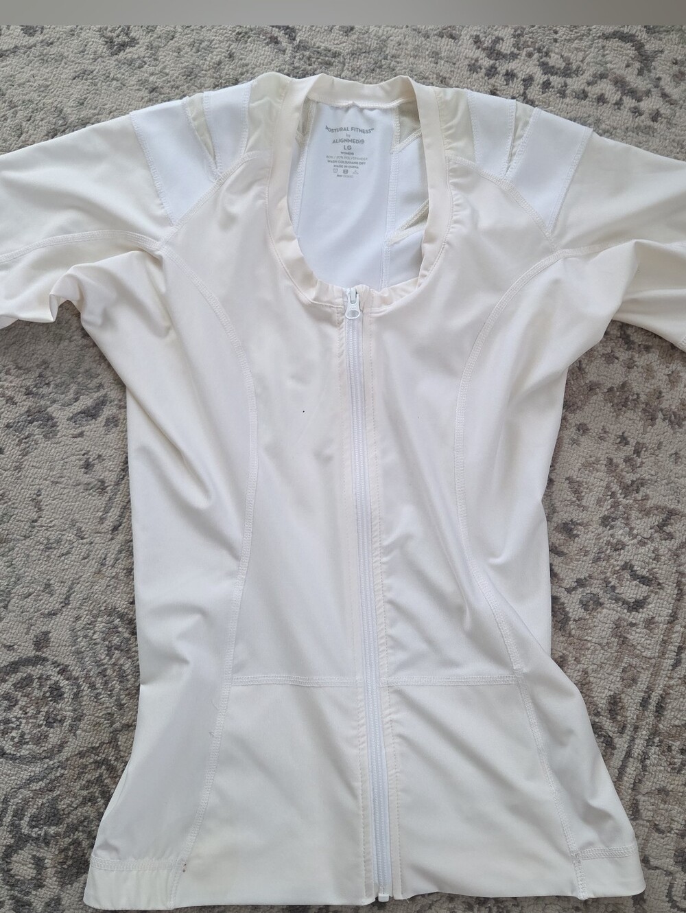 ALIGNMED Postural Fitness Shirt Zipper for Women White Posture Shirt Size Large